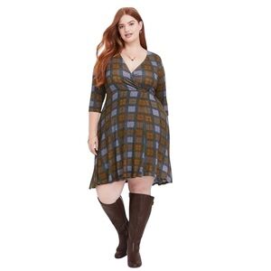 Torrid x Outlander Tartan Plaid Hacci Faux Wrap Dress Women’s 1X